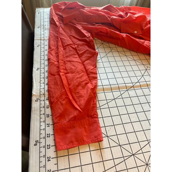 Lauren Ralph Lauren Cotton & SILK Orange Button Down Collared Shirt Blouse 1X - Picture 9 of 10